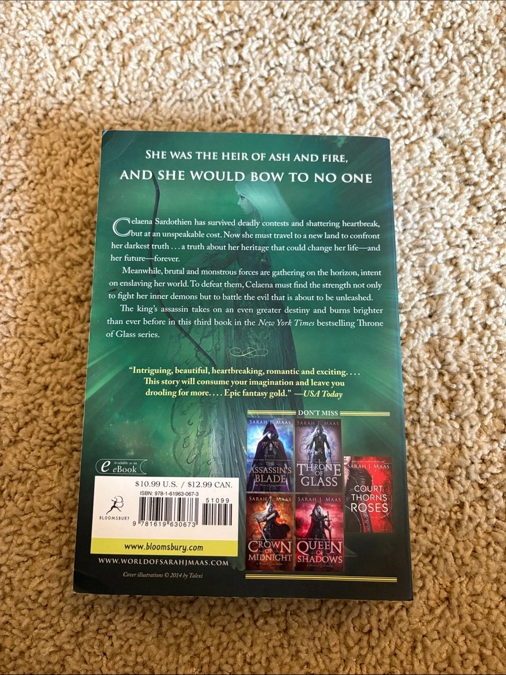 Heir of Fire by Sarah J. Maas - Green Cover Fantasy Novel - Picture 2 of 6